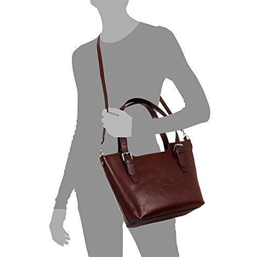 Firenze ARTEGIANI. Bolso Tote de Mujer Piel auténtica. Bolso de Hombro Mujer Piel Acabado Tamponato diseño Exclusivo. Made IN Italy. Vera Pelle Italiana. 37x25x10 cm. Color: Marron