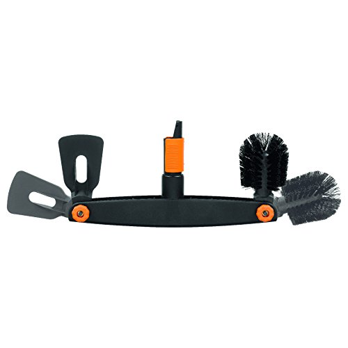 Fiskars Limpiador de canalones, Raspador y cepillo ajustables, Largo: 4,5 cm, Negro/Naranja, 1001414