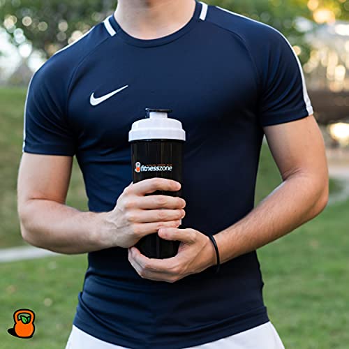 FITNESS ZONE | Shaker 650 ml Libre de BPA | Bottle Cocktail Multiusos Para Batidos, Proteínas u Otras Bebidas | Tapón Anti-Apertura | Coctelera y Mezcladora con Compartimentos y Rejilla de Acero