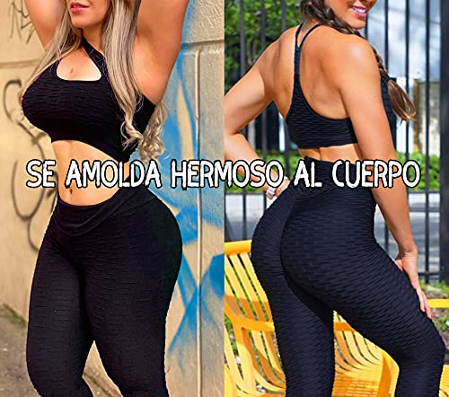 FITTOO Leggings Push Up Mujer Mallas Pantalones Deportivos Alta Cintura Elásticos Yoga Fitness  Azul L