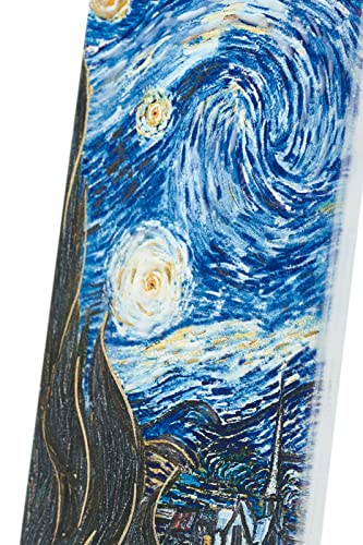 Flatyz Vela plana pintada a mano, sin perfume, sin goteo, sin humo, decorativa | Van Gogh - Noche estrellada | Doble mecha con base de metal | Idea de regalo única y acento de decoración del hogar