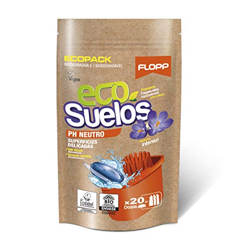 Flopp - Friegasuelos Ecológico Suelos Ph Neutro, 20 Cápsulas | Fregasuelos Eco, Limpiapisos, Limpiador de Suelos Eco Limpia sin Ensuciar el Planeta.