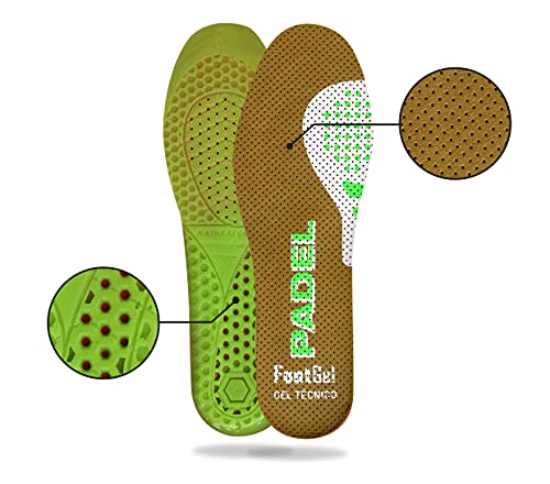 Footgel -Plantillas de Gel deportiva para Padel,Si eres jugador de pádel, protégete del riesgo de lesiones, alivia el dolor en pies, rodillas, lumbares y consigue ventaja en los partidos. (43 47)