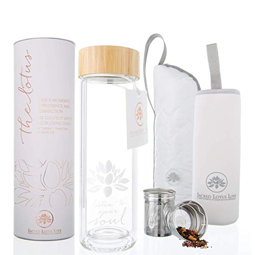 Frasco de vidrio para viaje en botella de té con infusor y colador para té y café de hojas sueltas, agua de frutas