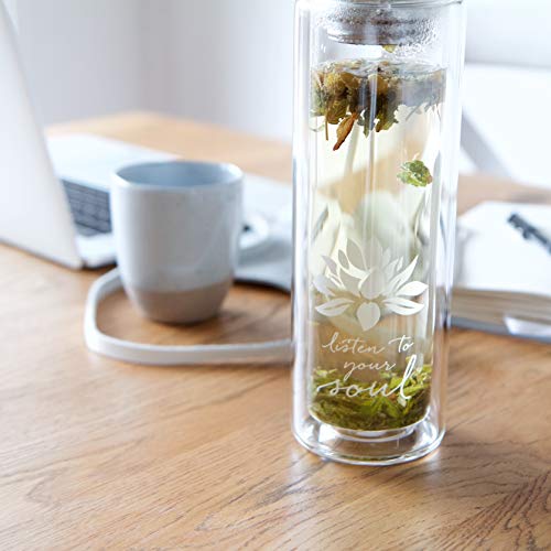 Frasco de vidrio para viaje en botella de té con infusor y colador para té y café de hojas sueltas, agua de frutas