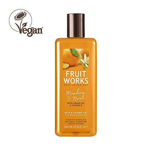 Fruit Works Mandarin & Neroli Cruelty Free & Vegan Bath & Shower Gel With Natural Extracts 1x 500ml