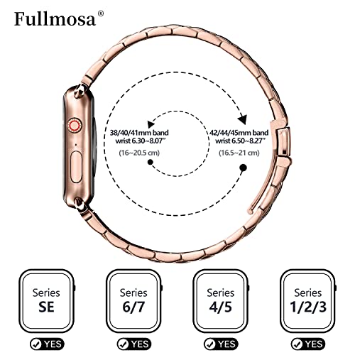 Fullmosa Acero Inoxidable Correa 38mm 40mm 41mm 42mm 44mm 45mm Compatible Apple Watch/iWatch Serie SE, Serie 7/6/5/4/3/2/1, Apple Watch Correa, Oro 38mm/40mm/41mm