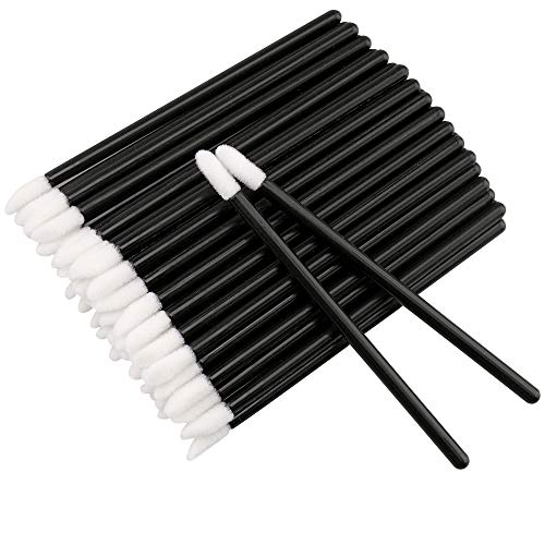 G2PLUS 100PCS Cepillos Labios,Pinceles Desechables Cepillo de Labios Desechable Cepillo,Aplicador Labial Desechable Pintalabios Varitas de Maquillaje (Negro)