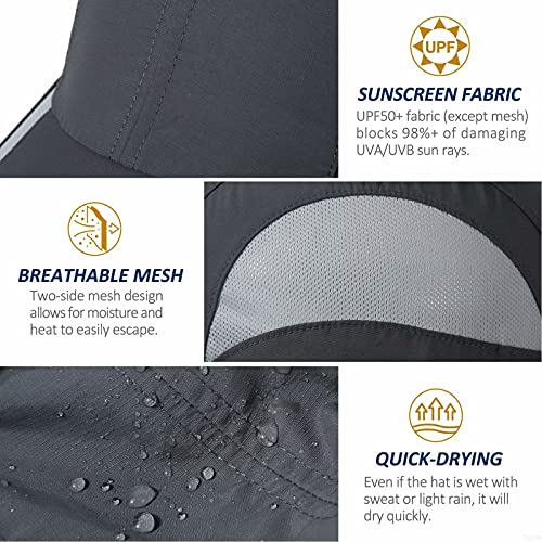 GADIEMKENSD Gorra deportiva de secado rápido sin estructura, protección solar, unisex, 7-7 1/2 (56-60 cm), Classic up, Deep Gray, 56-60