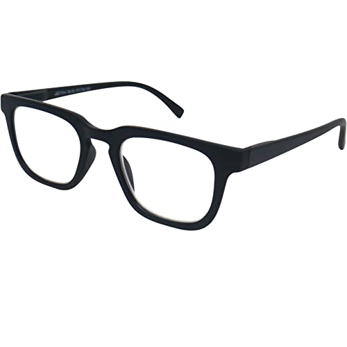 Gafas de Lectura de Cuadradas Montura Gruesa, Funda Gratis, Montura el Plástico (Negra), Gafas Hombre y Mujer +1.5 Dioptrías