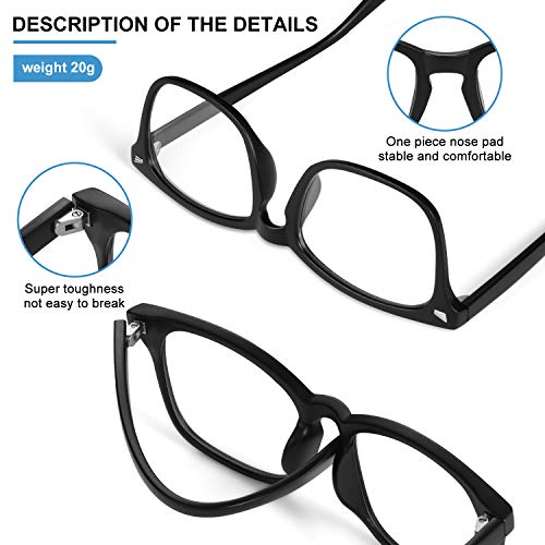 Gafas Luz Azul Gafas para Ordenador Cuadradas Gafas Filtro Azul Mujer Hombre Anti-reflejantes Anti Fatiga Anti-UV gafas sin graduar para Gaming PC TV