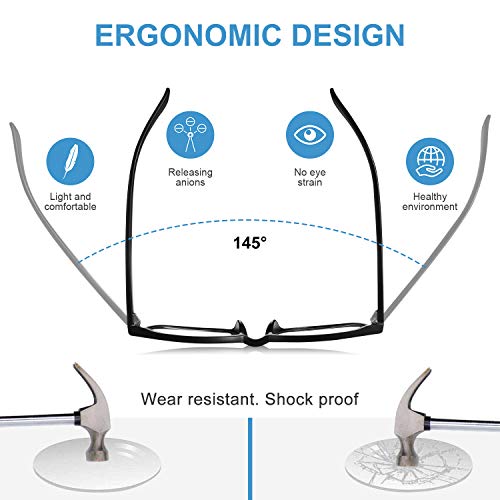 Gafas Luz Azul Gafas para Ordenador Cuadradas Gafas Filtro Azul Mujer Hombre Anti-reflejantes Anti Fatiga Anti-UV gafas sin graduar para Gaming PC TV