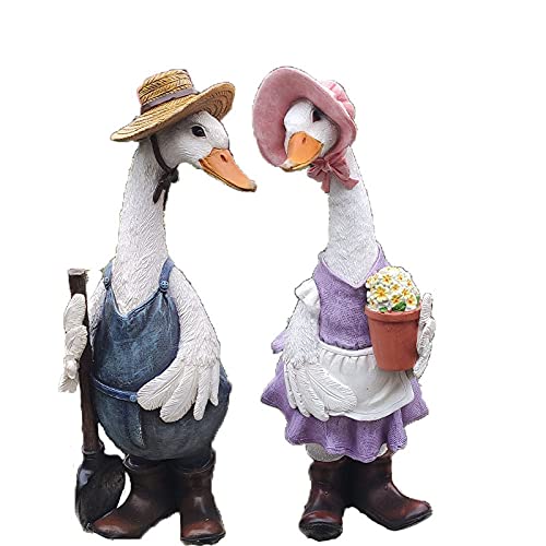 Garden Sculpture Statue,Decoration Ornaments Cute Cartoon Animal Duck Resin Crafts Outdoor Courtyard Garden Landscape Sculpture Home Yard Swimming Pool Decoration Simple Vintage,1pcs Female Duck