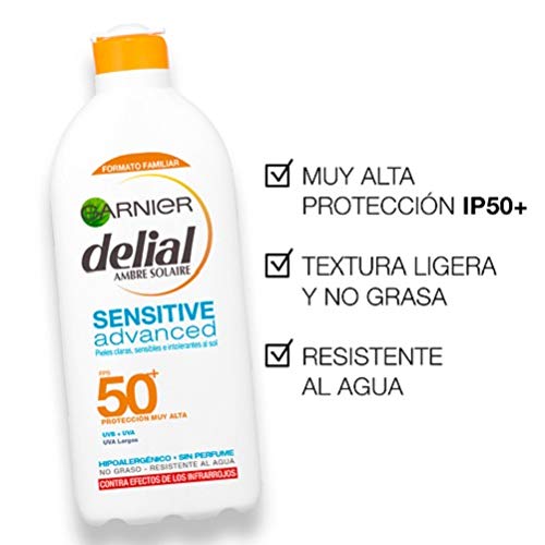 Garnier Delial Kit Sensitive Niños: Leche Protectora Solar IP50+, Spray Protector Solar Bruma Anti-Arena IP50+ y Balón de playa - Leche 400 ml, Spray 200 ml