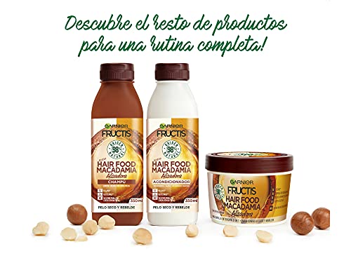 Garnier Fructis Hair Food Champú Macadamia Alisadora, indicado para Pelo Seco y Rebelde - Pack de 4 x 350 ml