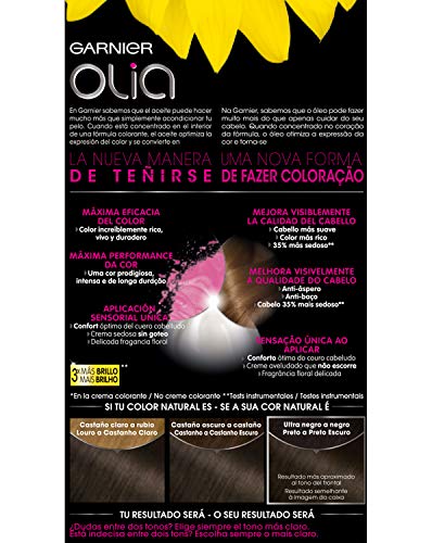 Garnier Olia coloración permanente con aceites florales de origen natural sin amoniaco para un olor agradable - castaño oscuro 3.0