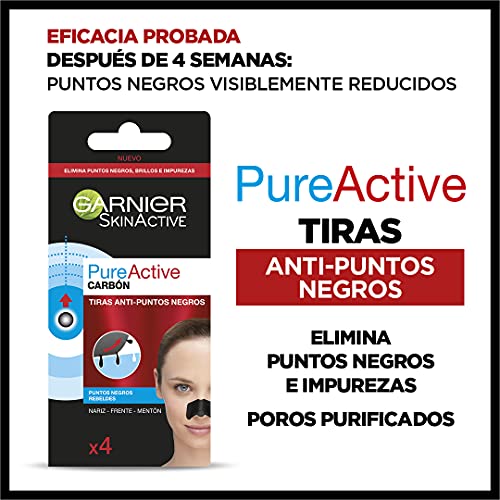 Garnier Pure Active Pack Maskné Anti Imperfecciones, Gel Limpiador Carbón 3 En, Tiras Carbón Anti-puntos Negros, Tissue Mask Carbón Detox Y Tissue Mask Energizante 50ml 4 Tiras, 2x28 G