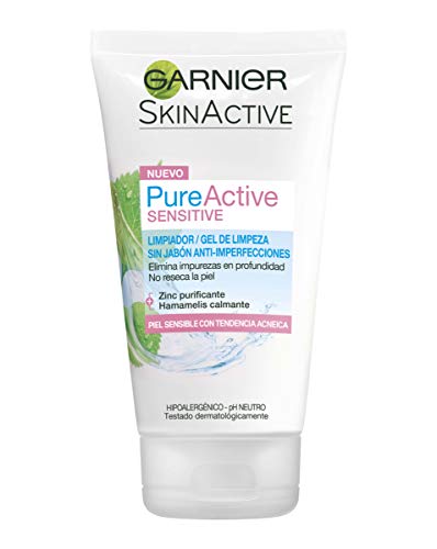 Garnier Skin Active Limpiador de Poros Sin Jabón Anti Imperfecciones, Limpia y Matifica, Purifica y Reduce Imperfecciones en 4 Semanas, para Pieles Sensibles, Pack x 2, 150 ml