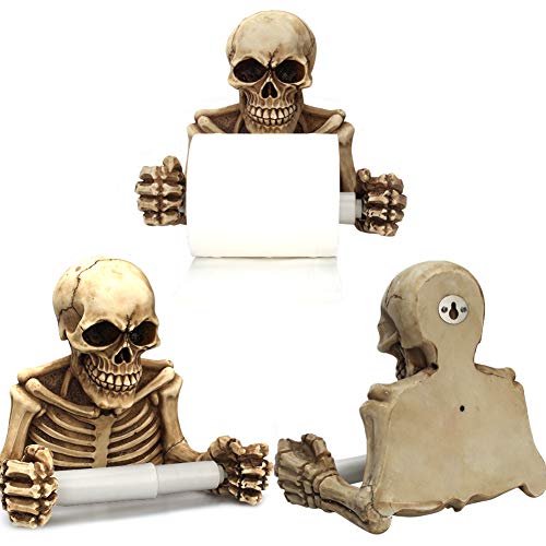 GCDN Soporte de Papel higiénico Club Party Baño Resina Accesorios para Colgar en la Pared llo Scary Horror Decoraciones para el hogar Colgante de Halloween Esqueleto Cráneos