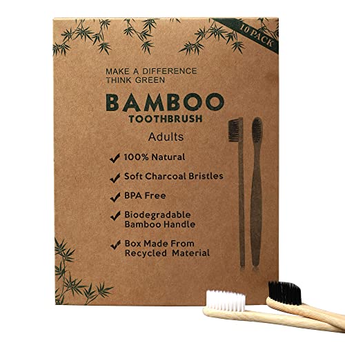 GeekerChip Cepillos de Dientes de Bambú,Paquete de 10 Cepillo de Dientes Bambú di Cerdas Suaves y Respetuosos con el Medio Ambiente Cuidado con Biodegradable-10 Colores