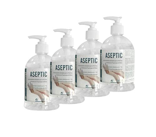 Gel Hidroalcohólico Antiséptico | Autorizado por AEMPS | Indicado para desinfección de piel sana | <70% de Alcohol | Pack 4 uds. | 500ml