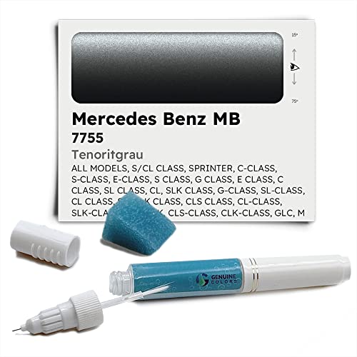 Genuine Colors Lápiz de retoque gris tenoritgrau 7755 compatible / repuesto para Mercedes Benz MB gris [incluye una herramienta alisadora de color]