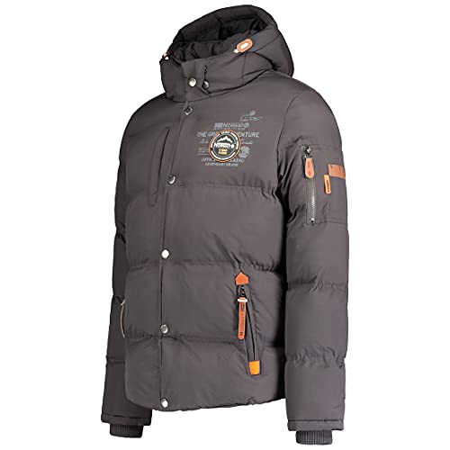 Geographical Norway - Chaqueta acolchada de invierno para hombre, con capucha (Gris, XXL)