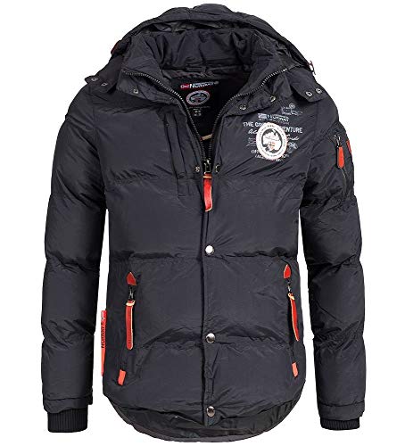 Geographical Norway - Chaqueta acolchada de invierno para hombre, con capucha (Negro, L)