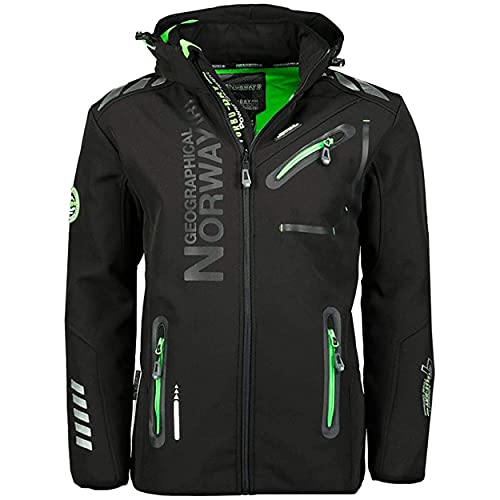 Geographical Norway Chaqueta softshell de los hombres en el exterior Rainman Turbo-Dry Capucha - Negro, M…