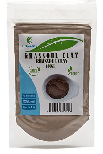 Ghassoul (Rhassoul clay) 100 g: una arcilla de lava natural utilizada como tratamiento para la piel y el cabello para la limpieza, exfoliación, muy suave y calmante.