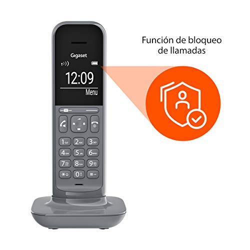 Gigaset CL390 - Teléfono fijo inalámbrico para casa, pantalla iluminada, agenda 150 contactos, gris