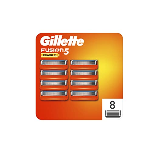 Gillette Fusion 5 Power Cuchillas de Afeitar Hombre, Paquete de 8 Cuchillas de Recambio