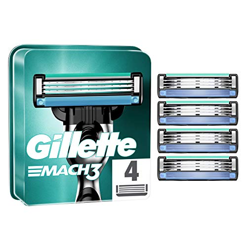 Gillette Mach3 Cuchillas de Afeitar Hombre, Paquete de 4 Cuchillas de Recambio