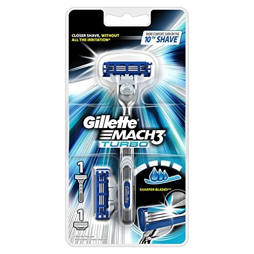 Gillette Mach3 Turbo - Maquinilla manual de afeitar con 2 cuchillas de recambio