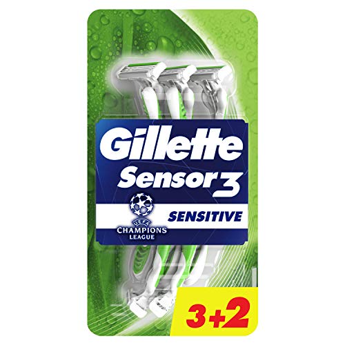 Gillette Sensor3 Sensitive - Cuchillas de afeitar para hombre, 5 unidades