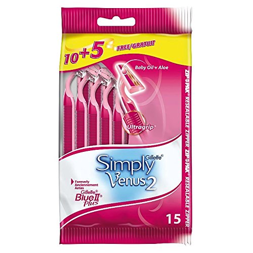 Gillette Simply Venus 2 – Maquinillas de afeitar desechables (paquete de 15