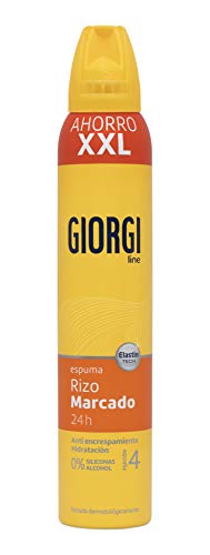 Giorgi Line - Espuma Rizo Marcado 24h, Anti Encrespamiento e Hidratación, 0% Siliconas y Alcohol, Fijación 4 - Formato XXL, 300 ml