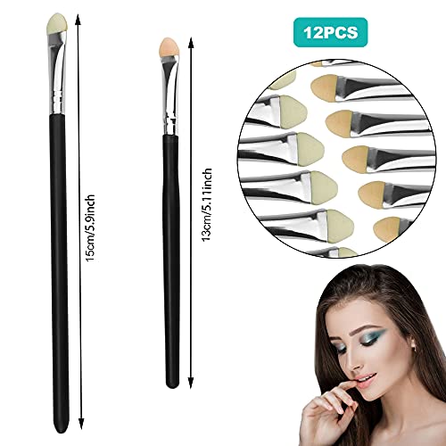 GIRAFEDA 12 Pcs Aplicador de Sombras en Esponja Pincel Sombra de Ojos Brocha Difuminar Ojos Pinceles Maquillaje Ojos Brocha con Esponja en la Punta para Aplicar las Sombras para Maquillaje de Ojos