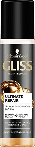 GLISS - Acondicionador Bifásico Sin Aclarado Express para pelo muy dañado con Keratina Líquida - Ultimate Repair - 6uds de 200ml (1.800ml) - Gama ultra reparación