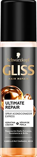 GLISS - Acondicionador Bifásico Sin Aclarado Express para pelo muy dañado con Keratina Líquida - Ultimate Repair - 6uds de 200ml (1.800ml) - Gama ultra reparación