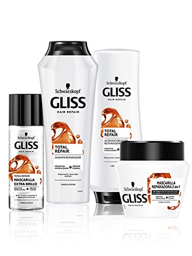 GLISS - Champú Total Repair, 370 ml, para cabello seco, Gama reparación