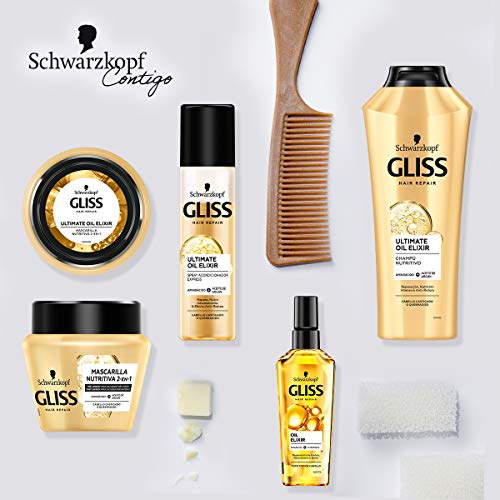 Gliss - Sérum Ligero para pelo castigado o quebradizo - Ultimate Oil Elixir - 6uds de 100ml (600ml) – Gama Nutrición – Brillo y flexibilidad