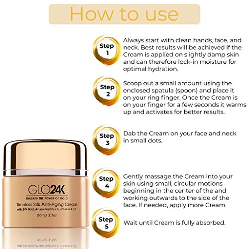 GLO24K 24k crema antienvejecimiento con vitaminas, ácido hialurónico, retinol