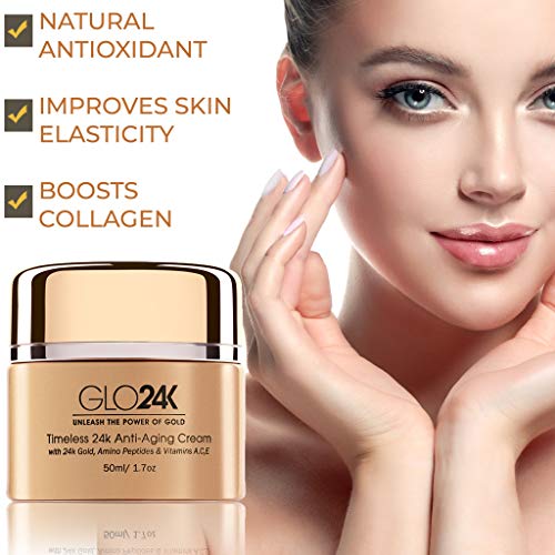 GLO24K 24k crema antienvejecimiento con vitaminas, ácido hialurónico, retinol