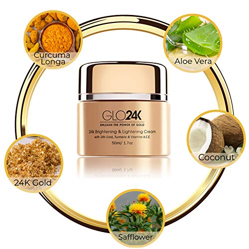 GLO24K Crema aclarante y aclaradora con oro de 24 k, cúrcuma y vitaminas A, C, E