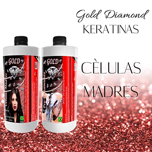 Gold DIAMOND - CELULAS MADRES - KIT ALISADO BRASILEÑO - Producto especial para alisar y fortalecer cabellos quebradizos y debilitados, ademas de alisar, fortalece y estimula el crecimiento del cabello