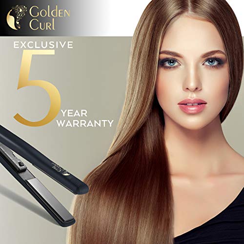 Golden Curl Plancha de Pelo Profesional GL829 para Todos los Tipos de Cabello - Garantía Increíble de 5 Años (Negro)