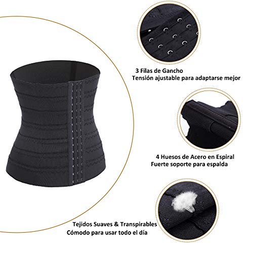 Gotoly Corsé para Mujer Faja Reductora Entrenador de Cintura Faja Moldeadora para Control de Abdomen Faja de Cintura Waist Trainer (Negro, X-Small)