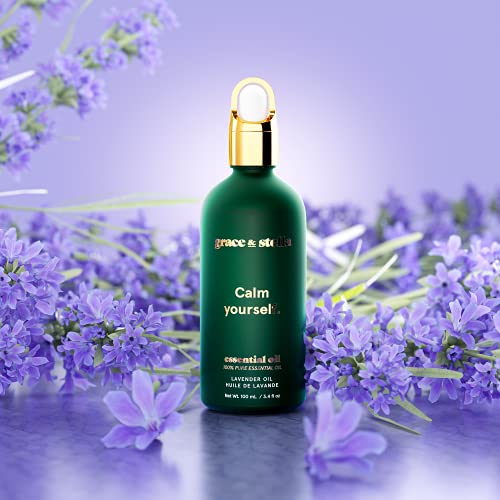 Grace & Stella Aceite de lavanda 100% puro para aromaterapia - Vegano - Promueve la relajación, alivia las náuseas y mejora la digestión (100 ml)