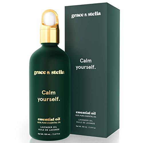 Grace & Stella Aceite de lavanda 100% puro para aromaterapia - Vegano - Promueve la relajación, alivia las náuseas y mejora la digestión (100 ml)